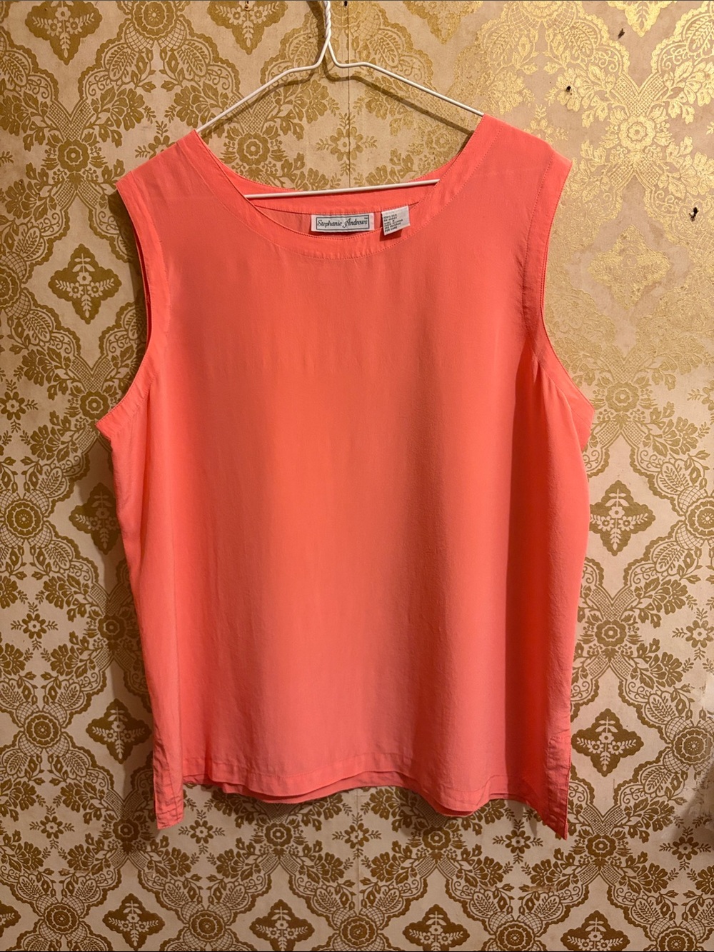 Stephanie Johnson Coral-Pink 100% Silk Sleeveless Blouse